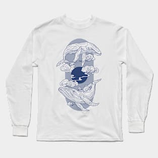 Space Whale - Navy Long Sleeve T-Shirt